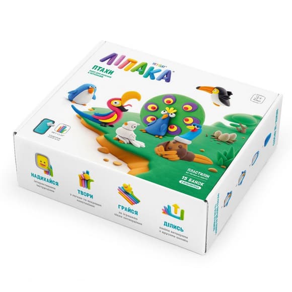 Меганабір пластиліну "Птахи" ЛІПАКА 15013-UA01 самостійно твердне