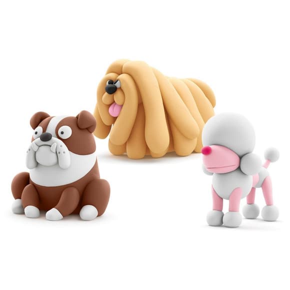 Набір пластиліну "Собаки-Друзі: Комондор Муді, Бульдог Гіпно, Пудель Поппі" ЛІПАКА 60057-UA01 самостійно твердіє