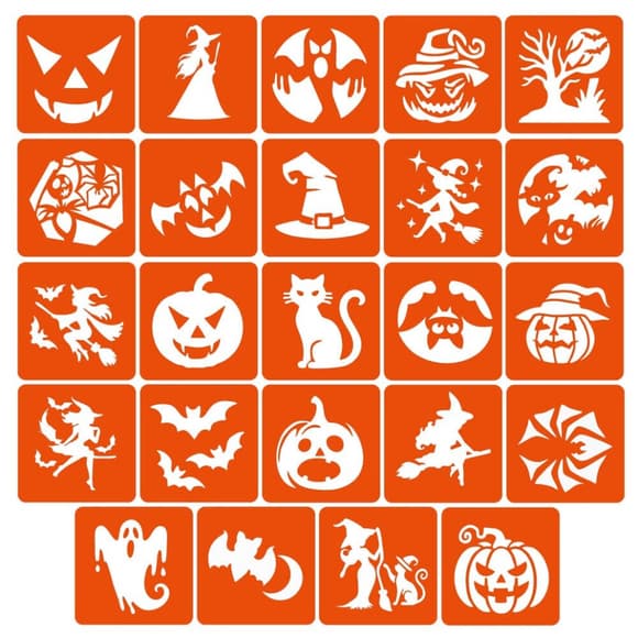 Набір трафаретів для біо-тату "Хелловін №2" Hallowween-2-24, 24 трафарети 6х6 см