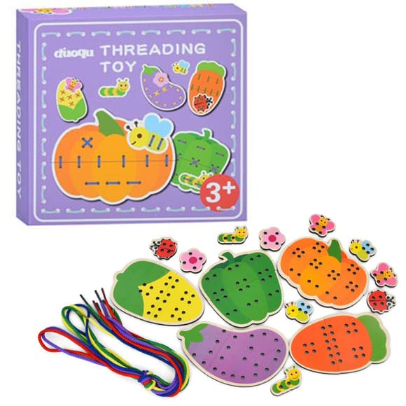 Детская деревянная игрушка-шнуровка "Овощи" MD 1985(Violet)   