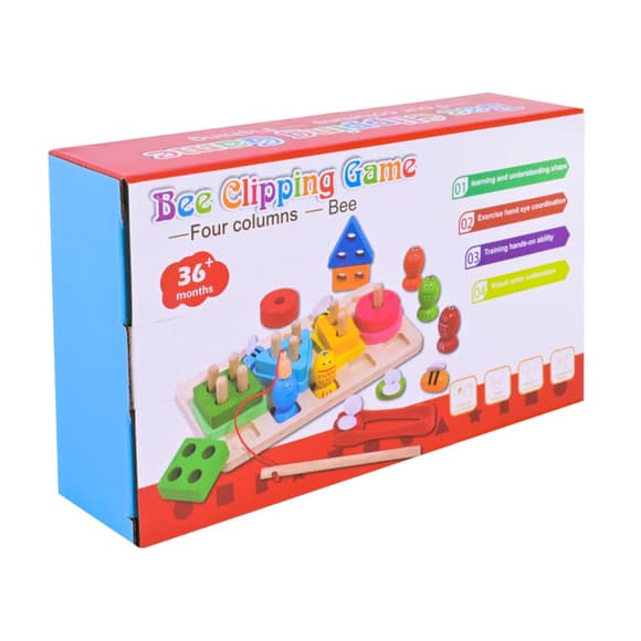 Детская деревянная игрушка "Пирамидка-сортер" C9417 рыбалка, вкладыши