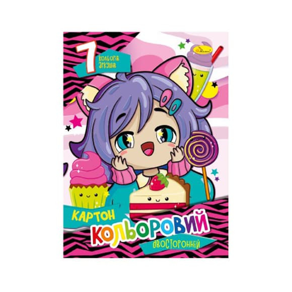 Набор цветного картона А4 Автоспорт АП-1102-5 двусторонний 7 листов