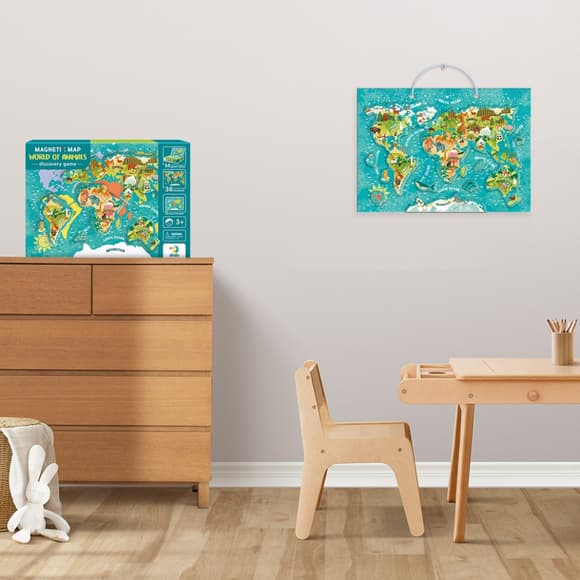 Детская магнитная карта мира животных 200267, 36 элементов