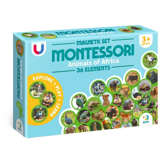 Дитячий магнітний набір Монтесорі "Тварини на континентах: Африка" 200284, 36 елементів