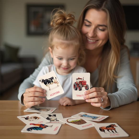 Дитячий набір навчальних карток Монтессорі "Ферма" 301233, 32 зображення