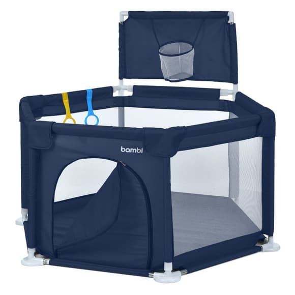 Дитяче ліжко-манеж MR 1340-BL, ширина з ніжками 132 см