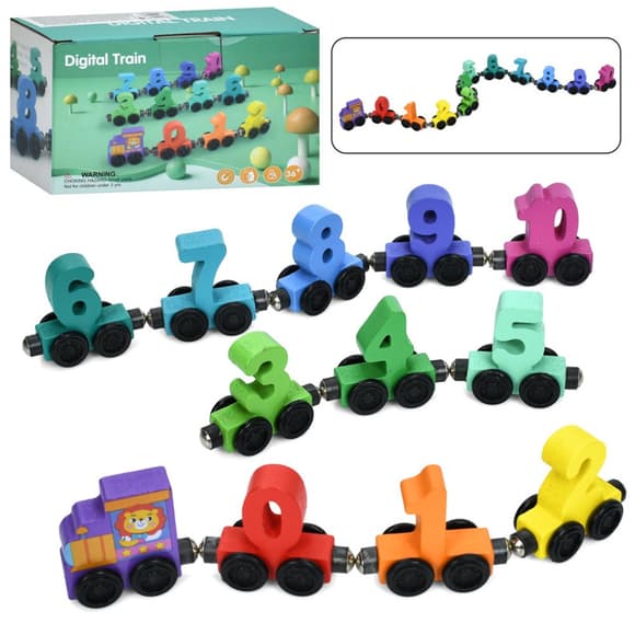 Дерев'яна іграшка "Поїзд" MD 0372 вагони-цифри, магнітне кріплення