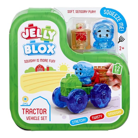 Детский сенсорный конструктор "Красочный трактор" Jelly Blox 932945, 12 деталей