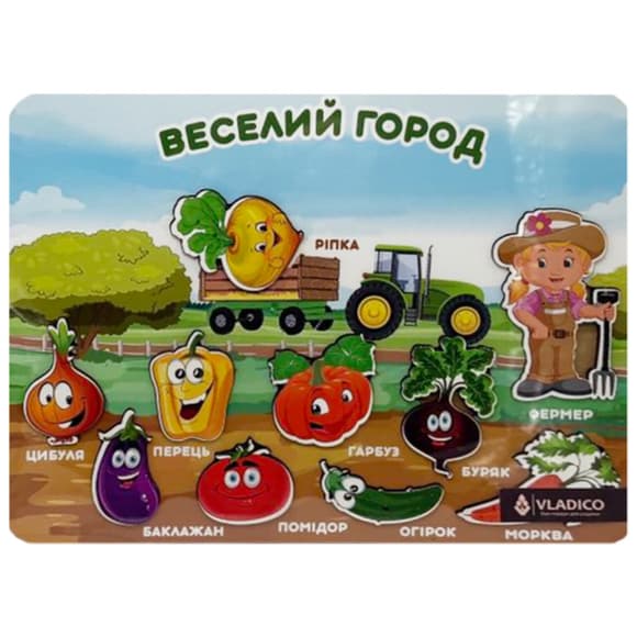 Дерев'яний пазл-вкладиш "Веселий город" 3240-05-008 розмір 33х25 см