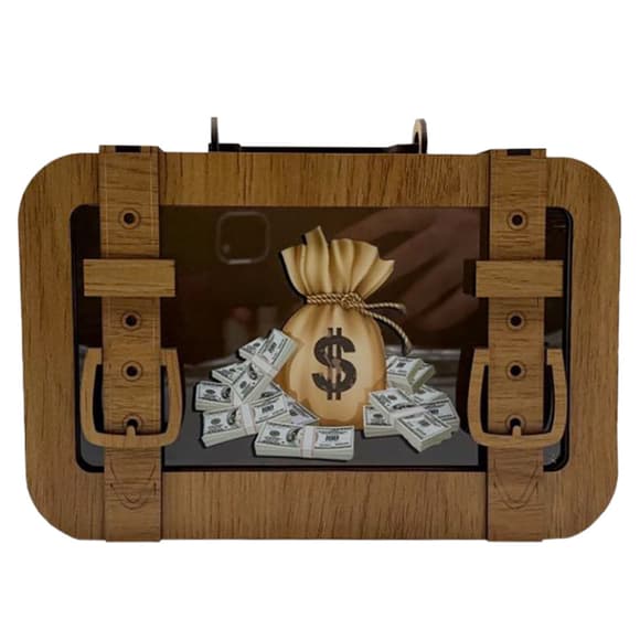 Дерев'яна скарбничка валіза "Долар" 3240-15-003 розмір 24х17 см