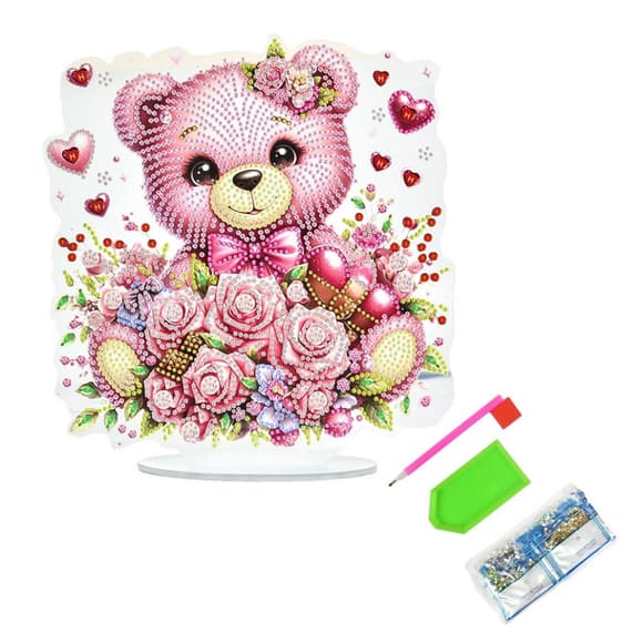 Набір для творчості алмазна мозаїка "Ніжний ведмедик" YKLZ15263 на підставці 25х25 см