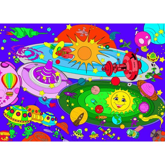 Величезна розмальовка "Космічні пригоди" 130002, 58х81 см