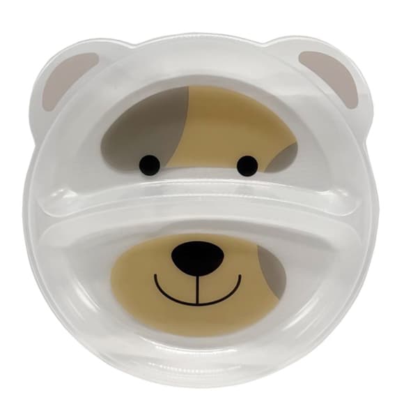 Детская секционная тарелочка "Медведь" 6000_ведмідь_білий