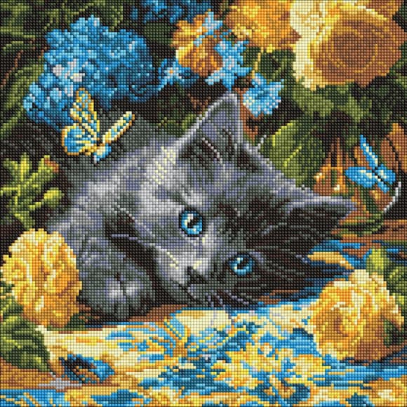 Алмазна мозаїка "Кошеня блакитнооке" AMO8340, 40х40 см