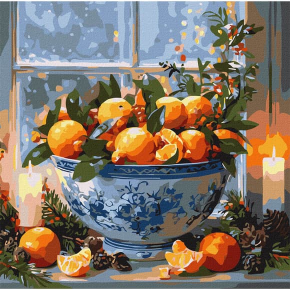 Картина по номерам "Цитрусы в вазе" KHO5742, 40х40 см
