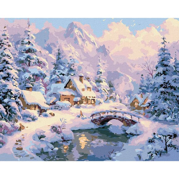 Картина по номерам "Зимний уют среди гор" KHO6422, 40х50 см