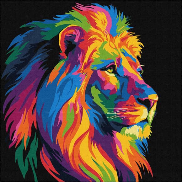 Картина по номерам "Яркий лев" KHO6823, 30х30 см