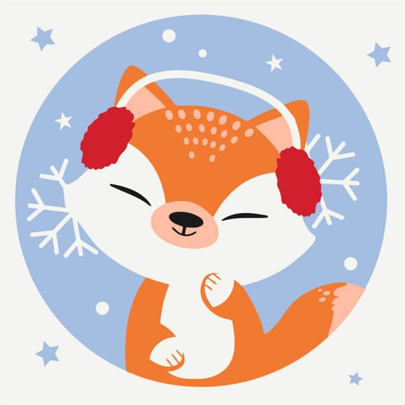 Роспись на холсте "Лисичка Снежинка" MBS010, 20х20 см