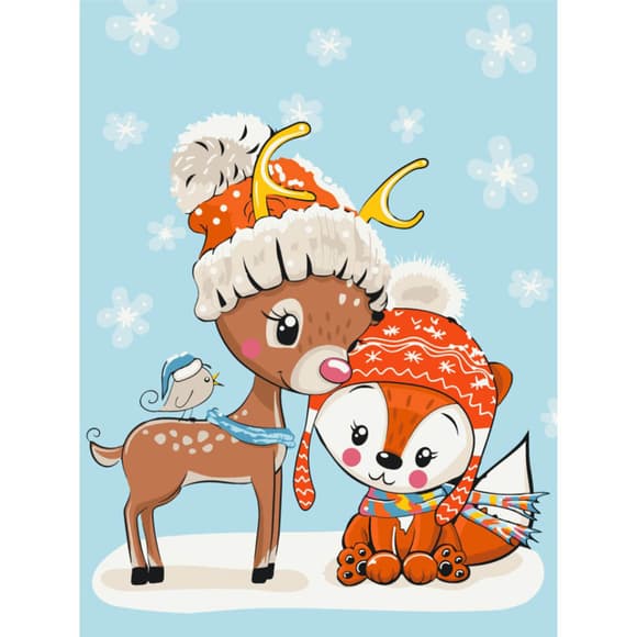 Картина по номерам "Олень с лисичкой" KBS0077, 30х40 см