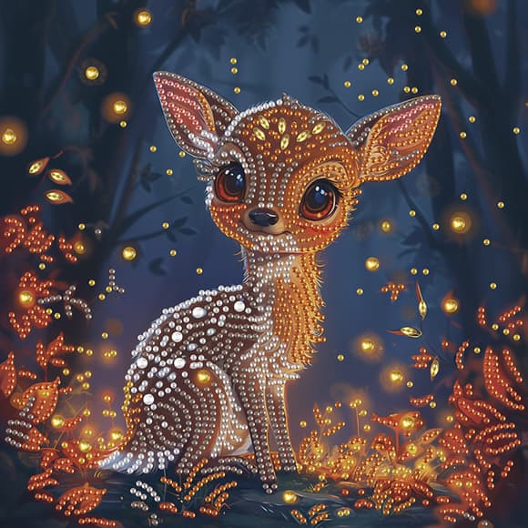 Алмазная мозаика "Маленький олененок" BH008 неполная выкладка 25х25 см