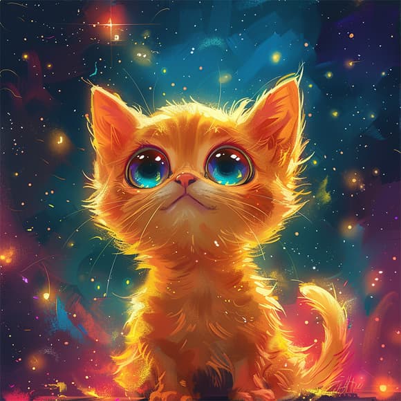 Алмазная мозаика "Голубоглазый котенок" BH009 неполная выкладка 25х25 см