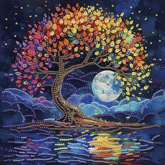 Алмазна мозаїка "Барвисте дерево" BH020 неповна викладка 25х25 см