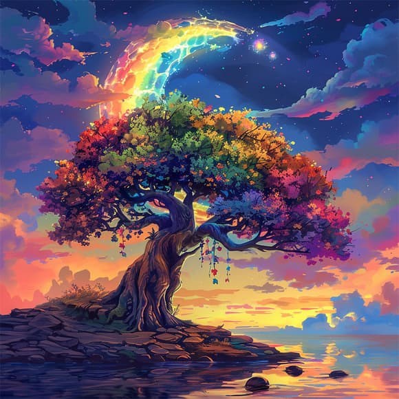 Алмазна мозаїка "Дерево мрій" BH021 неповна викладка 25х25 см