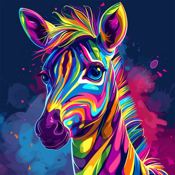 Алмазна мозаїка "Яскрава зебра" BH032 неповна викладка 25х25 см