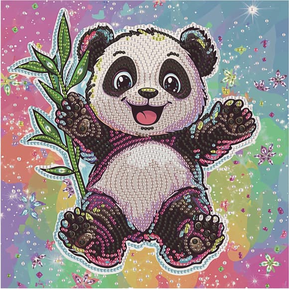 Алмазна мозаїка "Щаслива панда" DBS52208 неповна викладка 25х25 см