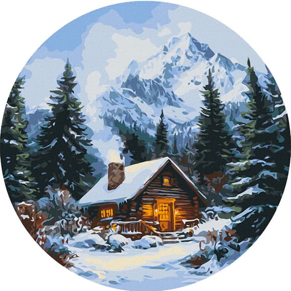 Картина за номерами "Казкова хатинка в лісі" RC00097L діаметр 40 см