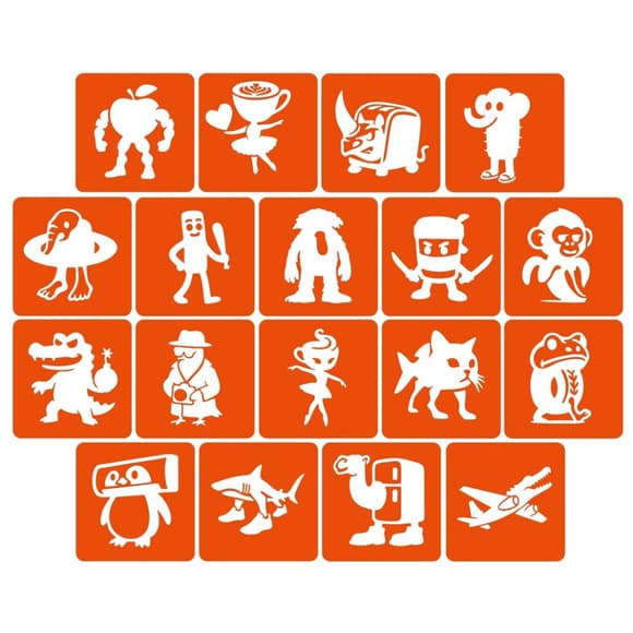 Набір трафаретів для біотату "Італійський брейнрот №1" Italian-brainrot_5x5_18_1