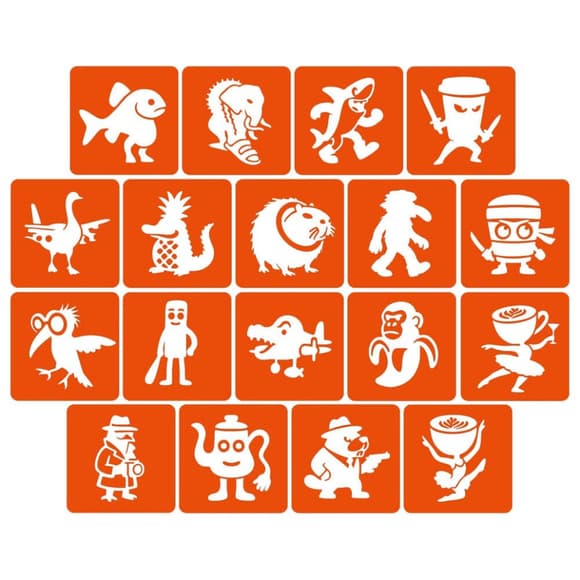 Набір трафаретів для біотату "Італійський брейнрот №2" Italian-brainrot_5x5_18_2