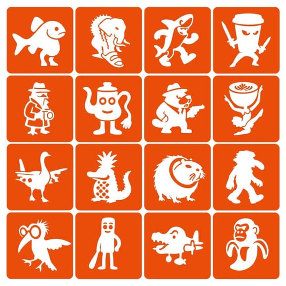 Набор трафаретов для биотату "Итальянский брейнрот №2" Italian-brainrot_6x6_16_2