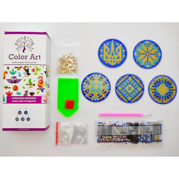 Набор брелков алмазная выкладка Украинские орнаменты BR39, 5 штук