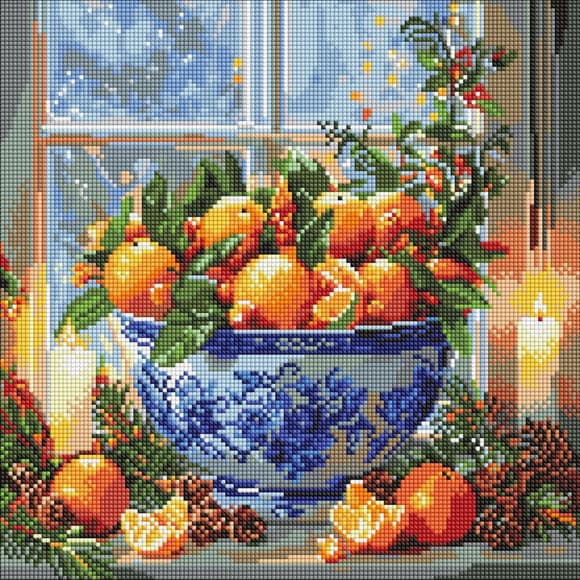 Алмазная мозаика "Цитрусы в вазе" AMO20007, 40х40 см