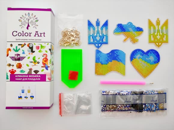 Набор брелков алмазная выкладка "Символы Украины" BR38, 5 шт