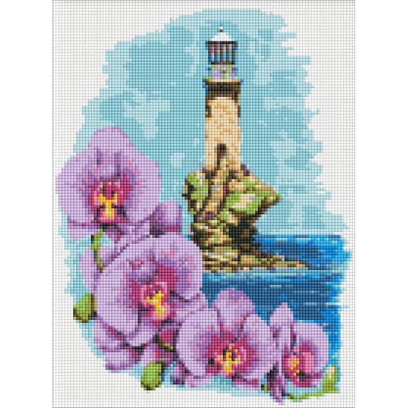 УЦІНКА! Алмазна мозаїка "Маяк з орхідеями" ©Анна Кулик AMO7622-UC 30х40 см