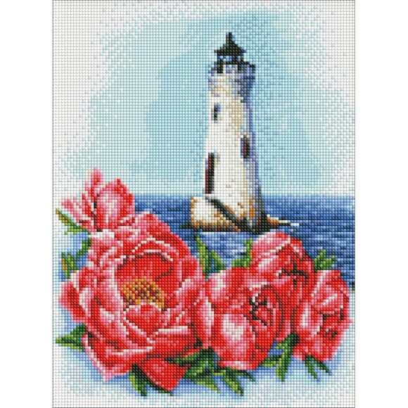 УЦІНКА! Алмазна мозаїка "Маяк з півонією" ©Анна Кулик AMO7552-UC 30х40 см