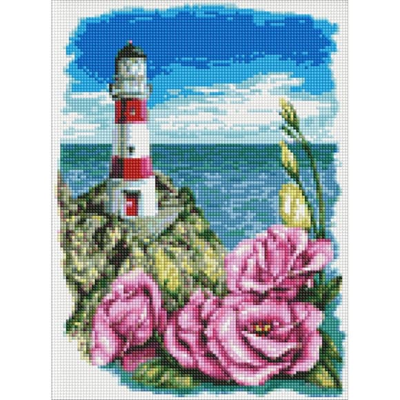 УЦЕНКА!!! Алмазная мозаика "Маяк с эустомами" ©Анна Кулик AMO7611-UC 30х40 см