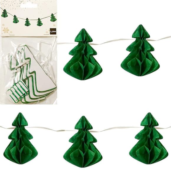 Гірлянда з паперових новорічних прикрас "Ялинки" CG-12, 5 шт