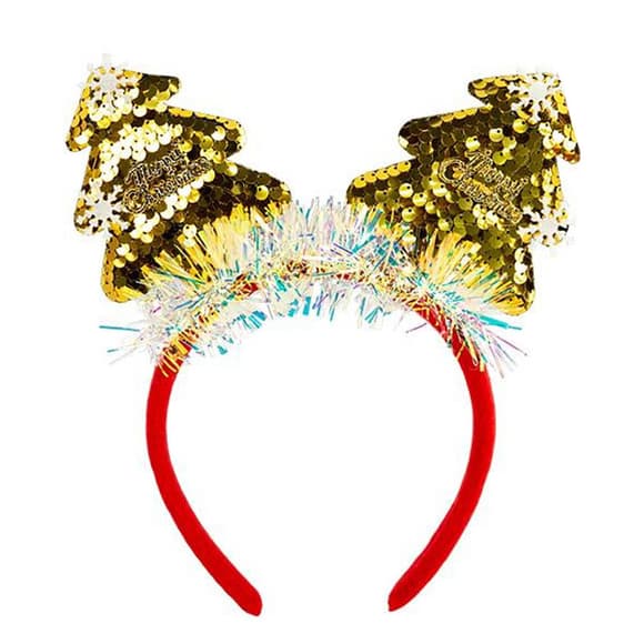 Детский новогодний ободок "Елочка" 2503-SP(Gold) с пайетками