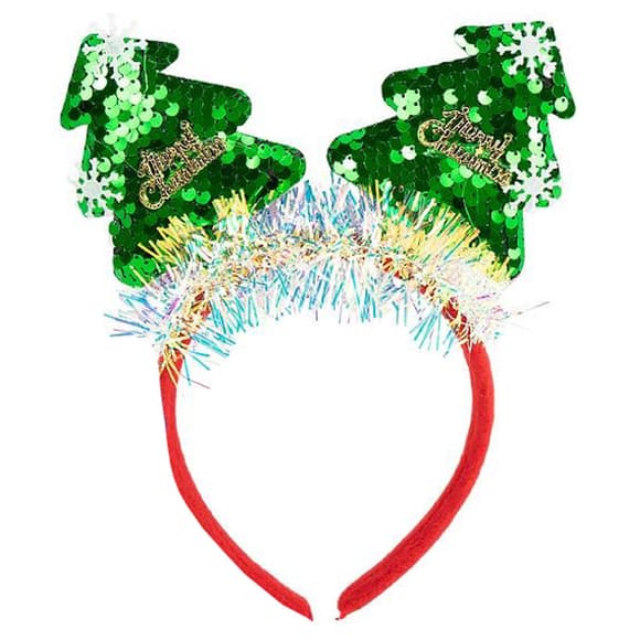 Дитячий новорічний обідок "Ялинка" 2503-SP(Green) з паєтками