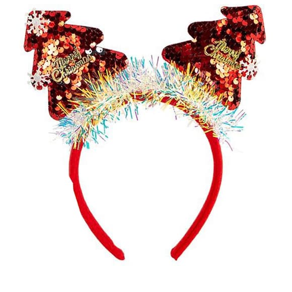 Дитячий  новорічний обідок "Ялинка" 2503-SP(Red) з паєтками