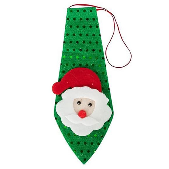 Новогодний галстук с фигуркой "Санта Клаус" HH-2(Green) на резинке