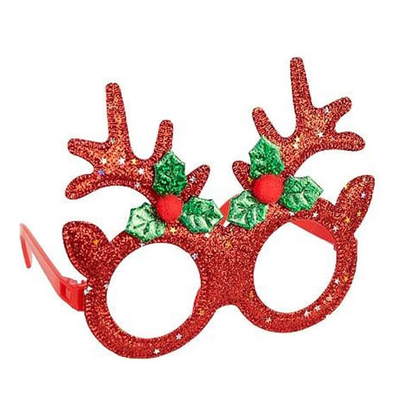 Очки новогодние "Рожки оленя" 2518-SP(Red) размер 13 см