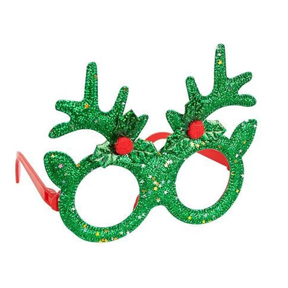  Очки новогодние "Оленьи рожки" 2519-SP(Green) размер 13 см