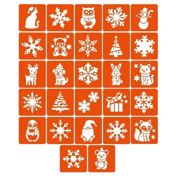 Набор трафаретов для био-тату "Зима" zima_5x5_27_1, 5х5 см