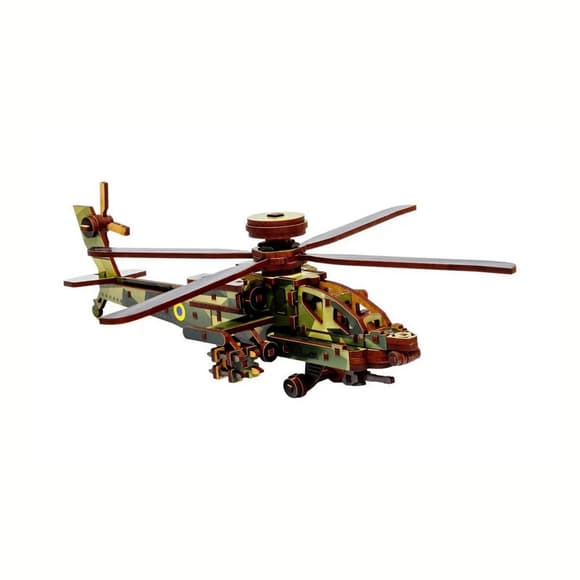 Деревянный 3D конcтруктор "Вертолет" Puz-00954, 125 деталей