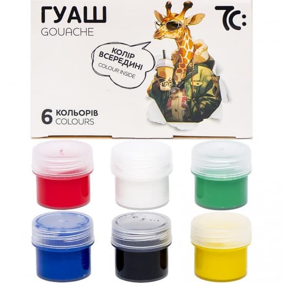 Детские гуашевые краски 7C20602, 6 цветов по 16 мл