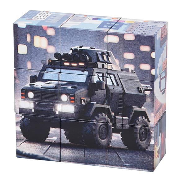 Детский магнитный кубик-пазл "Машины строительные" CL325-3,  3 х 3 